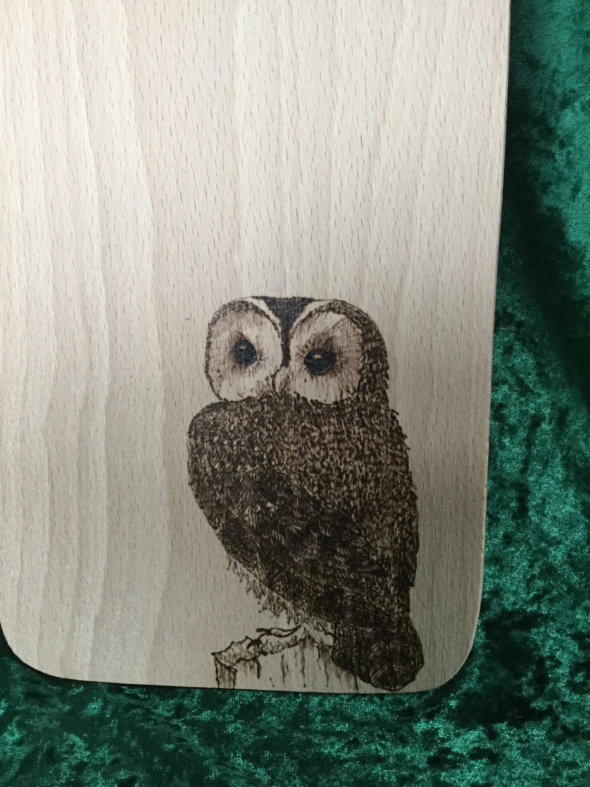 Beech chopping board - owl