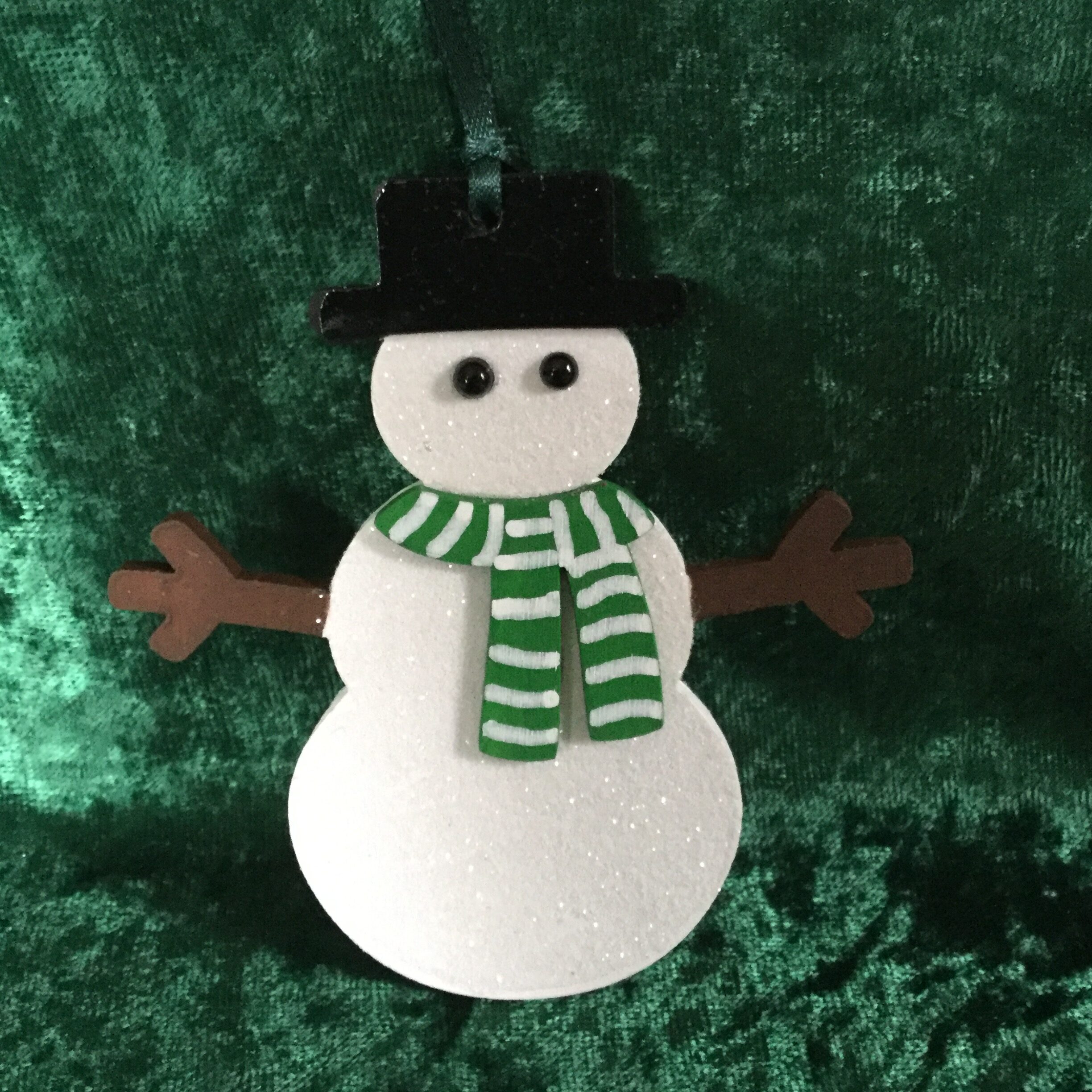 Wooden Snowman with glitter