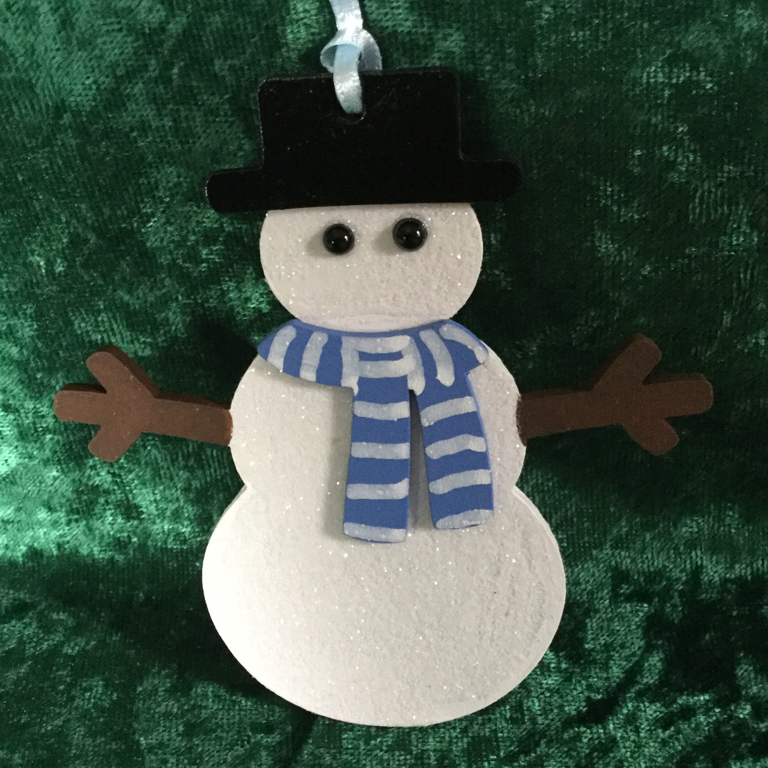 Wooden Snowman with glitter