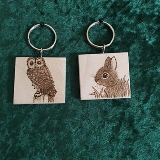 Keyring - with pyrography design